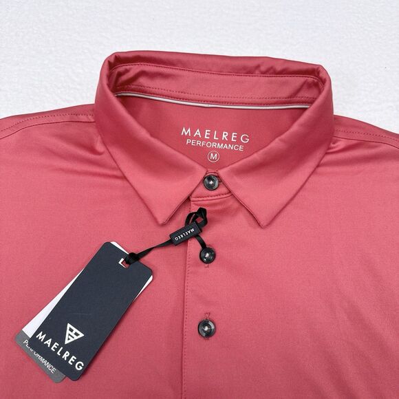MAELREG Golf Polo Shirt Mens Size Medium Performance Stretch Cranberry Pink NEW‎ - Picture 3 of 11